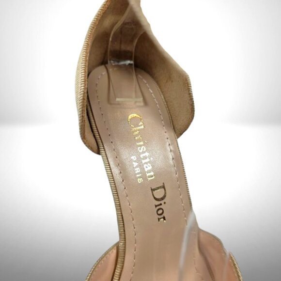 Christian Dior Gold Satin Pearl-Bow Heels – Size 38 - Picture 6 of 9